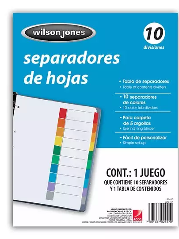 Separador sin numeración 10 divisiones A 1
