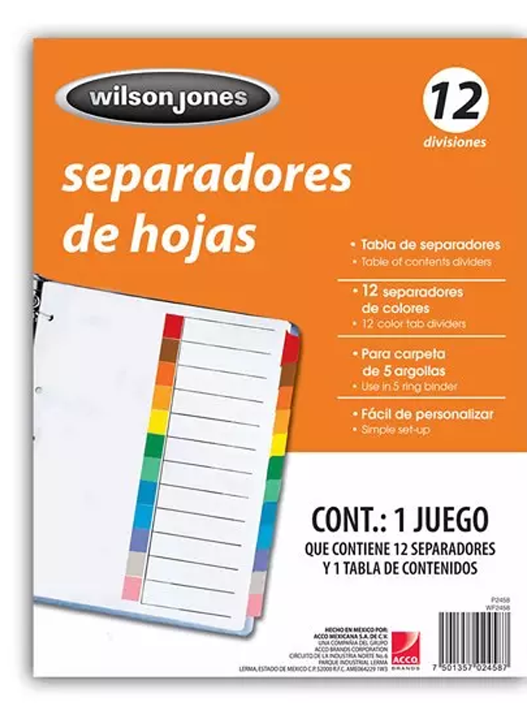 Separador sin numeración 12 divisiones A 1