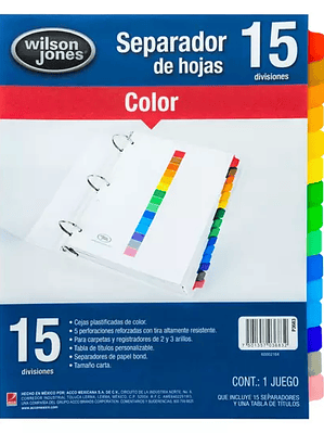 Separador sin numeración 15 divisiones A