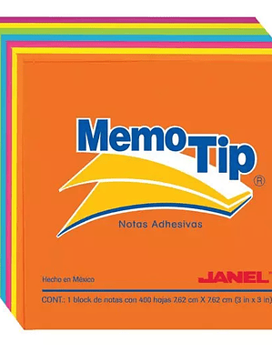Notas Adhesivas Memo Tip neon de 3x3 pul