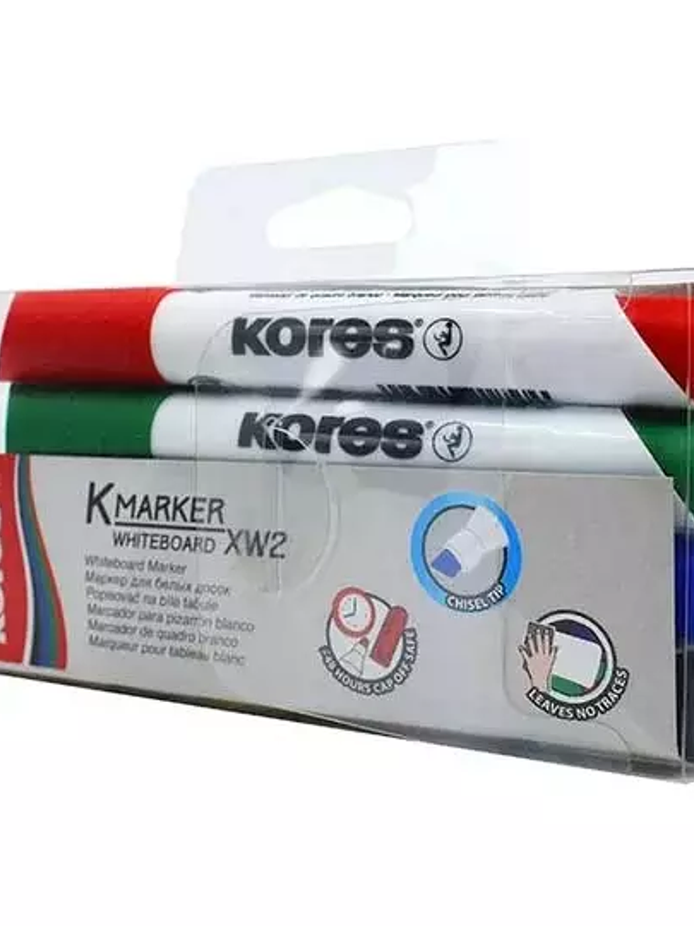 Marcador para pizarrón Kores, rojo, azul 1