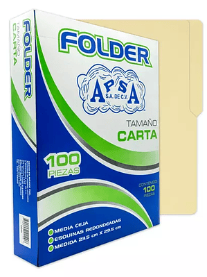 Folder crema APSA tamaño carta  , paquet