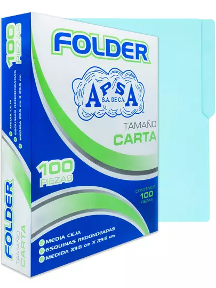 Folder azul APSA tamaño carta  , paquete 1