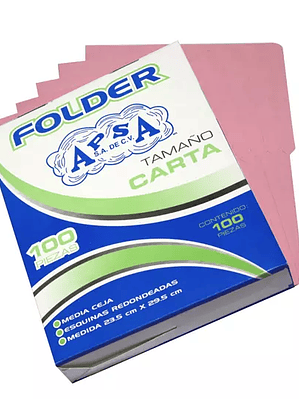 Folder rosa APSA tamaño carta  , paquete