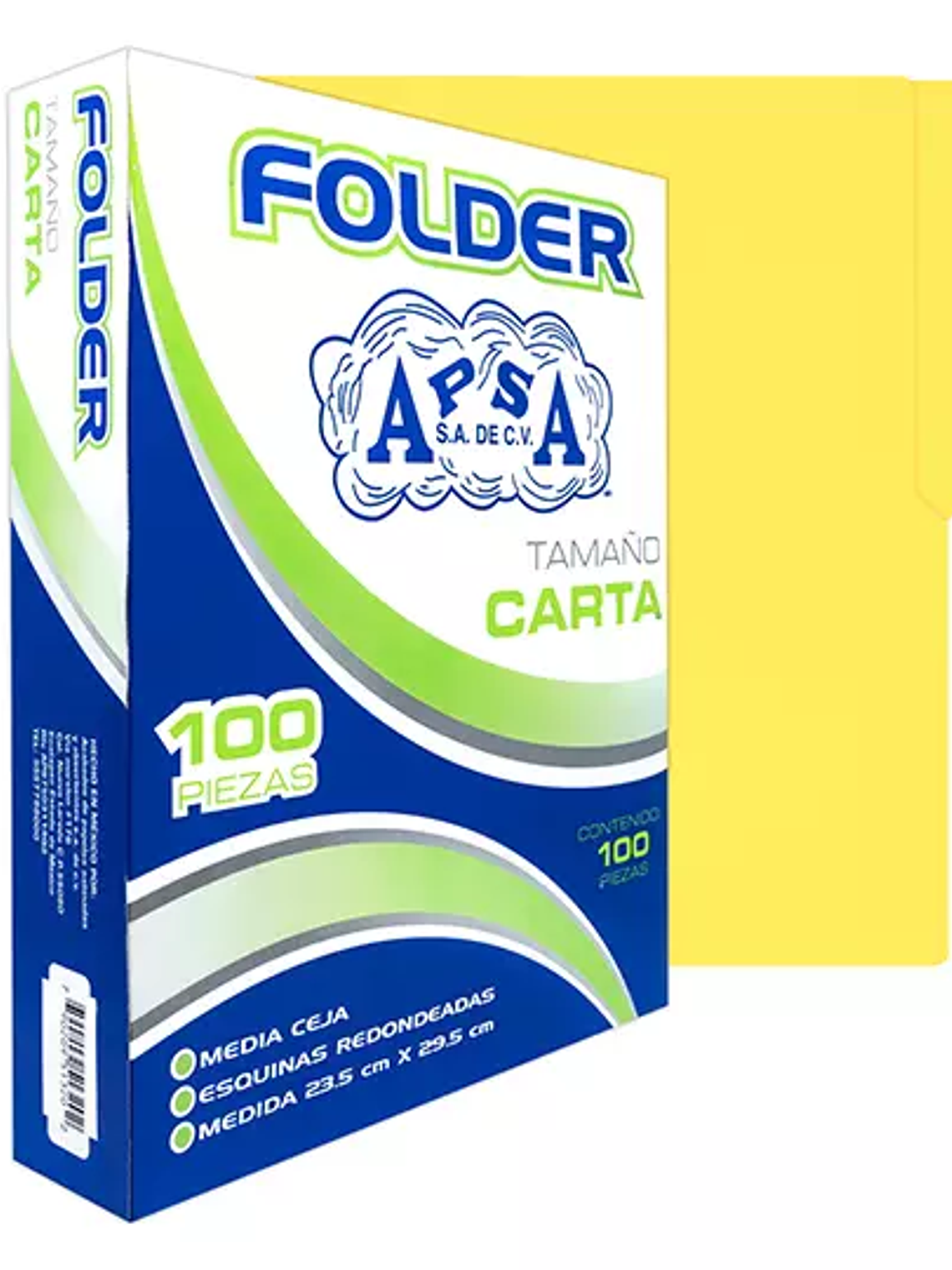 Folder canario APSA tamaño carta  , paqu 1