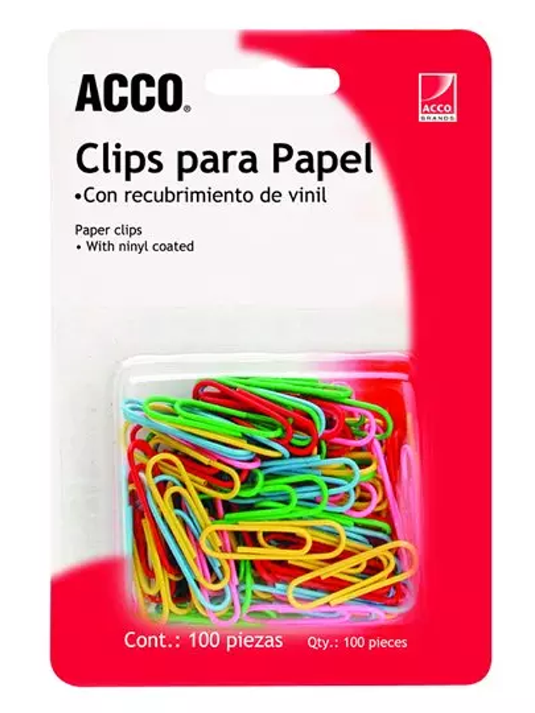 Clip estándar de colores ACCO capacidad 1