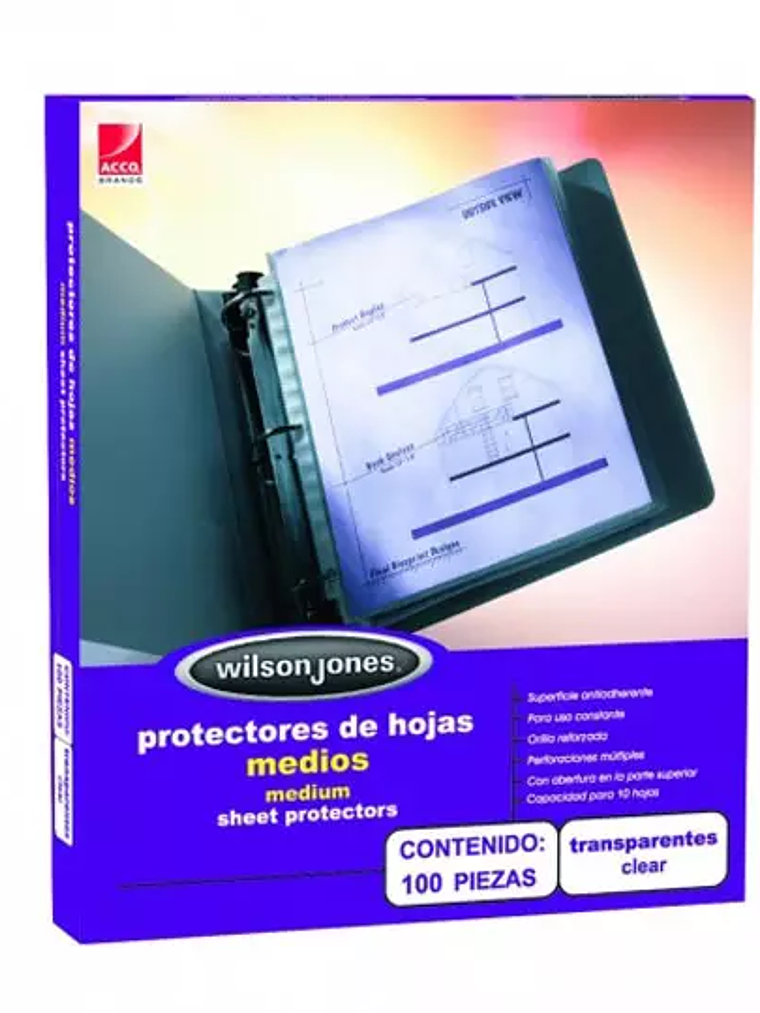Protector de hojas medio ACCO antirrefle 1