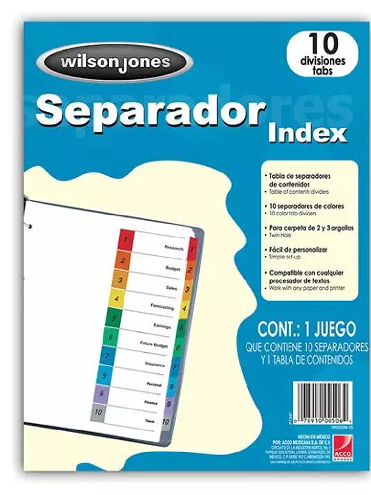 Separador c/numeración 10 divisiones ACC 1