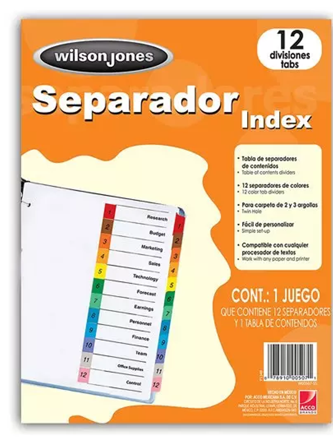 Separador c/numeración 12 divisiones ACC 1