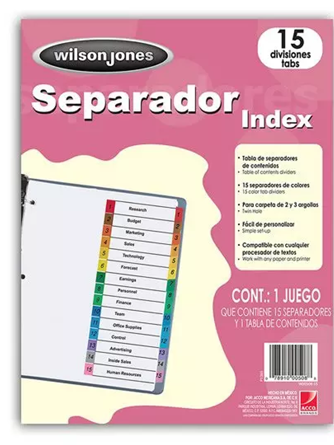 Separador c/numeración 15 divisiones ACC 1