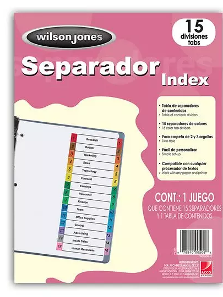 Separador c/numeración 15 divisiones ACC 1