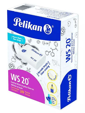 Goma Pelikan WS20  blanca plástica caja