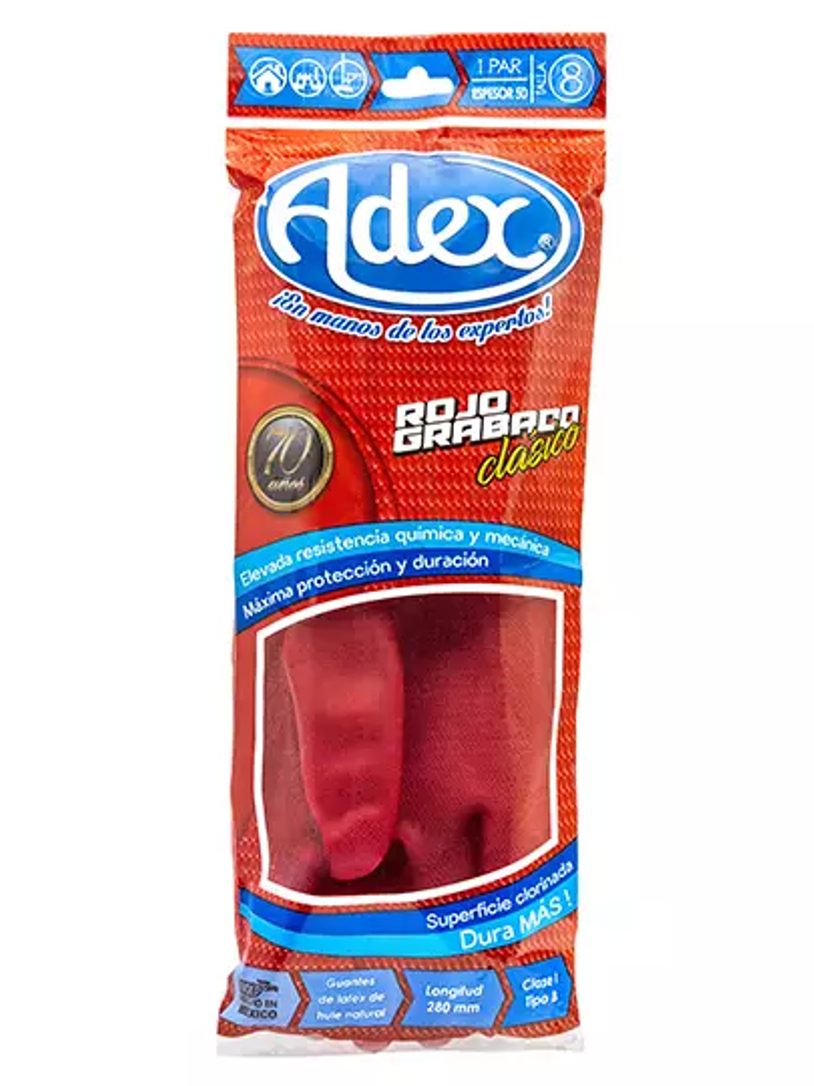Guantes de hule Adex color rojo, N. 8 1