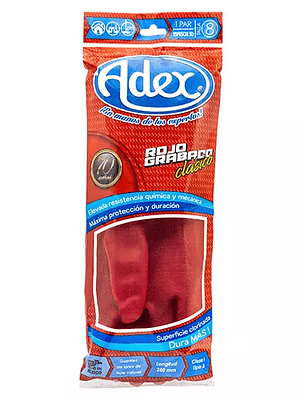 Guantes de hule Adex color rojo, N. 8
