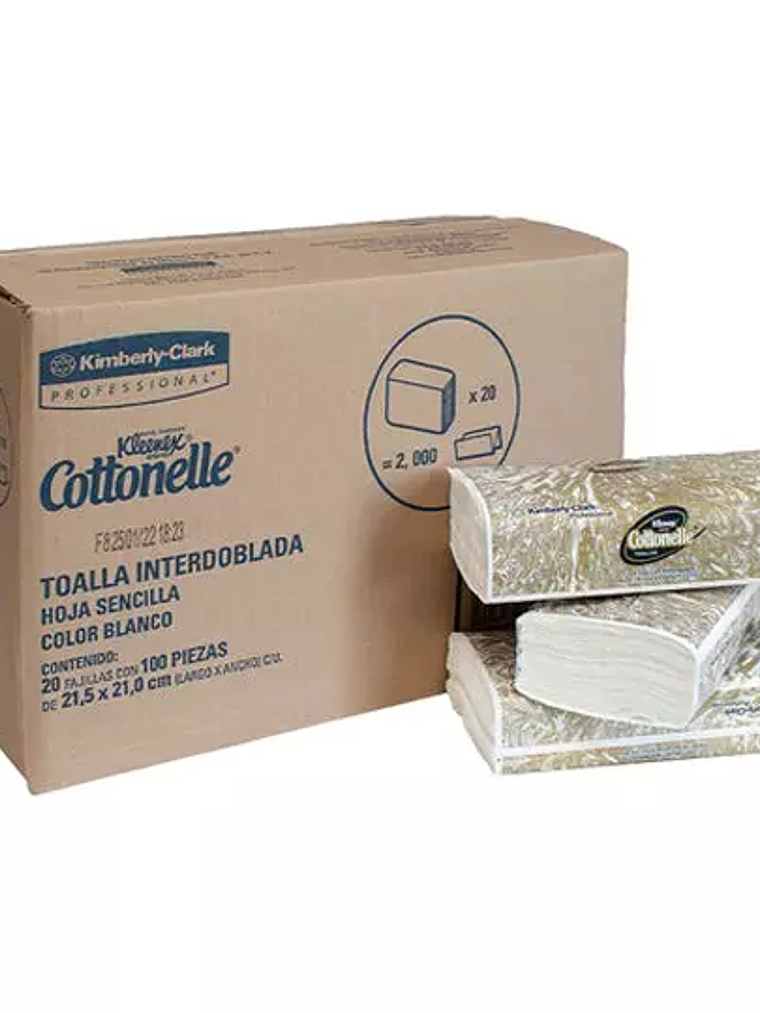 Toalla interdoblada cottonelle, caja c/2 1
