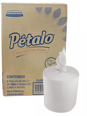 Toalla en rollo blanca Petalo de 180 m,c