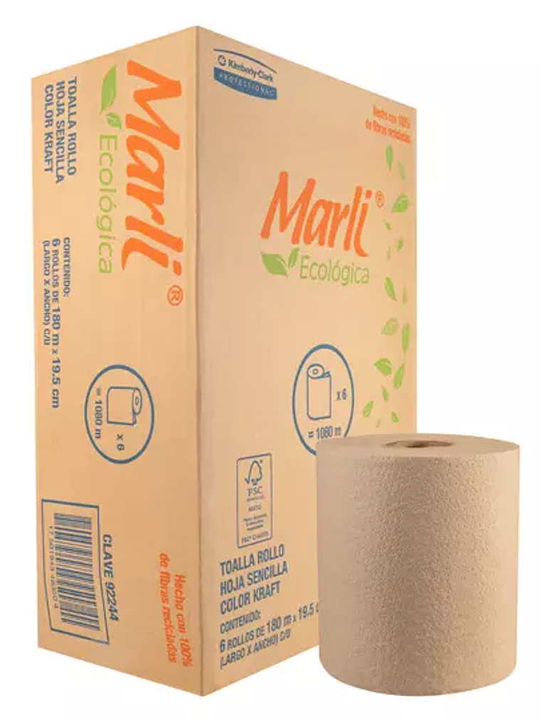 Toalla en rollo kraft Marli de 180 m, ca 1