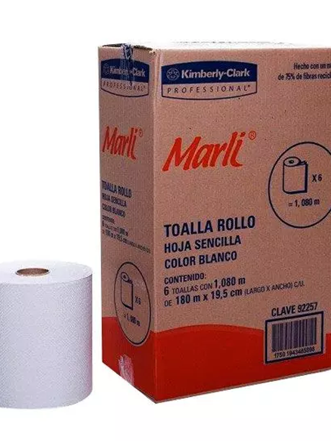 Toalla en rollo blanca Marli con 180 m, 1