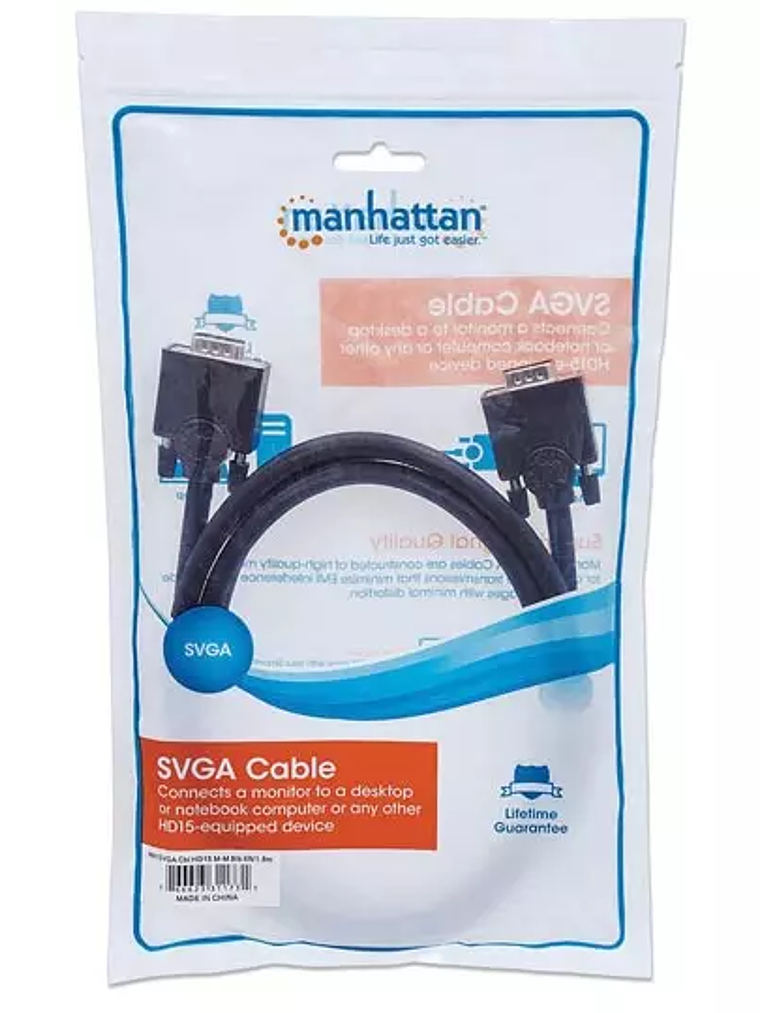 Cable Manhattan monitor sVGA 8mm HD15 m- 1