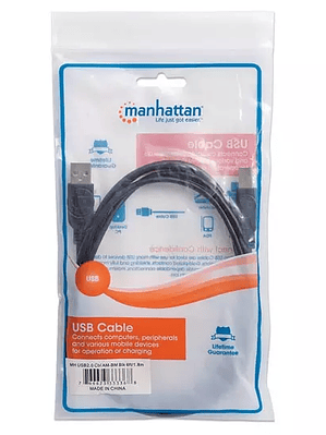 Cable Manhattan USB a-b v2.0 1.8m negro