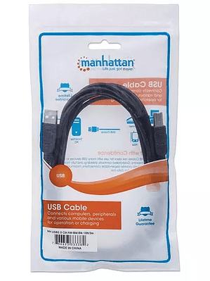 Cable Manhattan USB a-b v2.0 3.0m negro