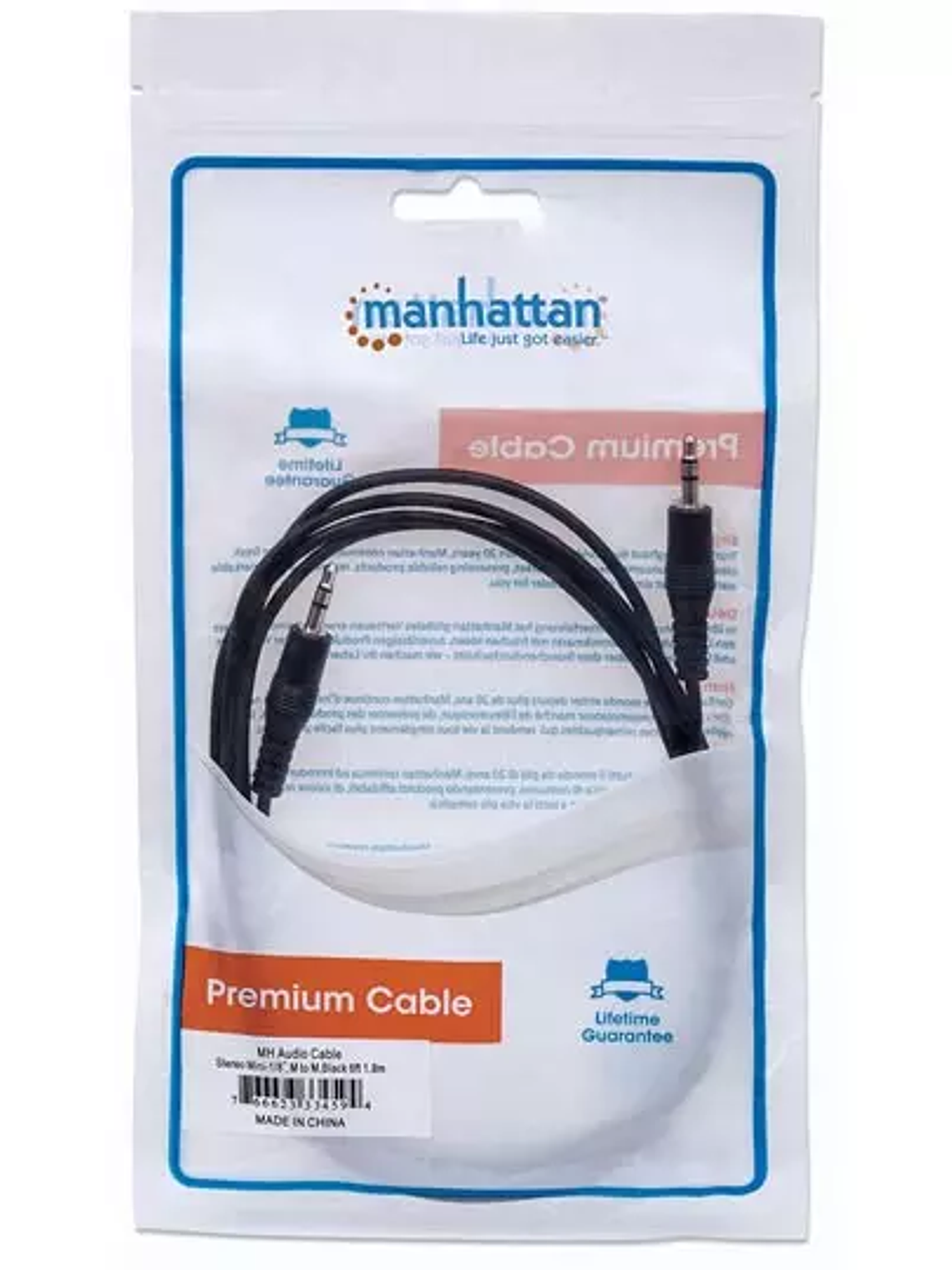 Cable Manhattan audio 3.5mm 1.8 m, negro 1