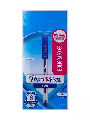 BOLIGRAFO GEL PAPER MATE AZUL 6 PZA