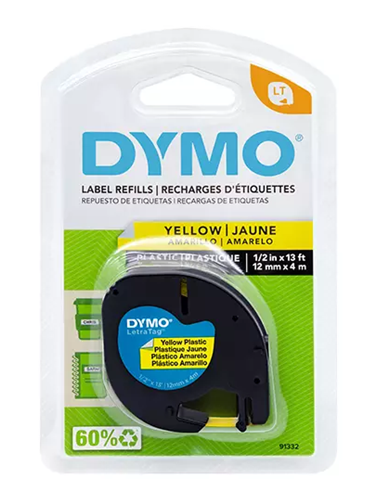 Cinta plástica DYMO Letratag amarillo de 1