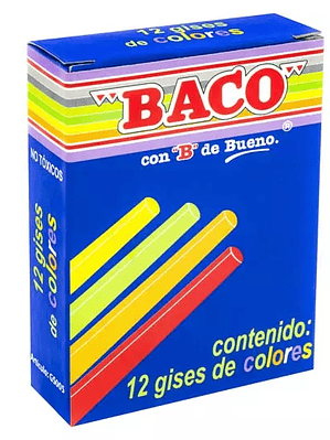 Gis Baco de 12 colores, 1 caja con 12 gi