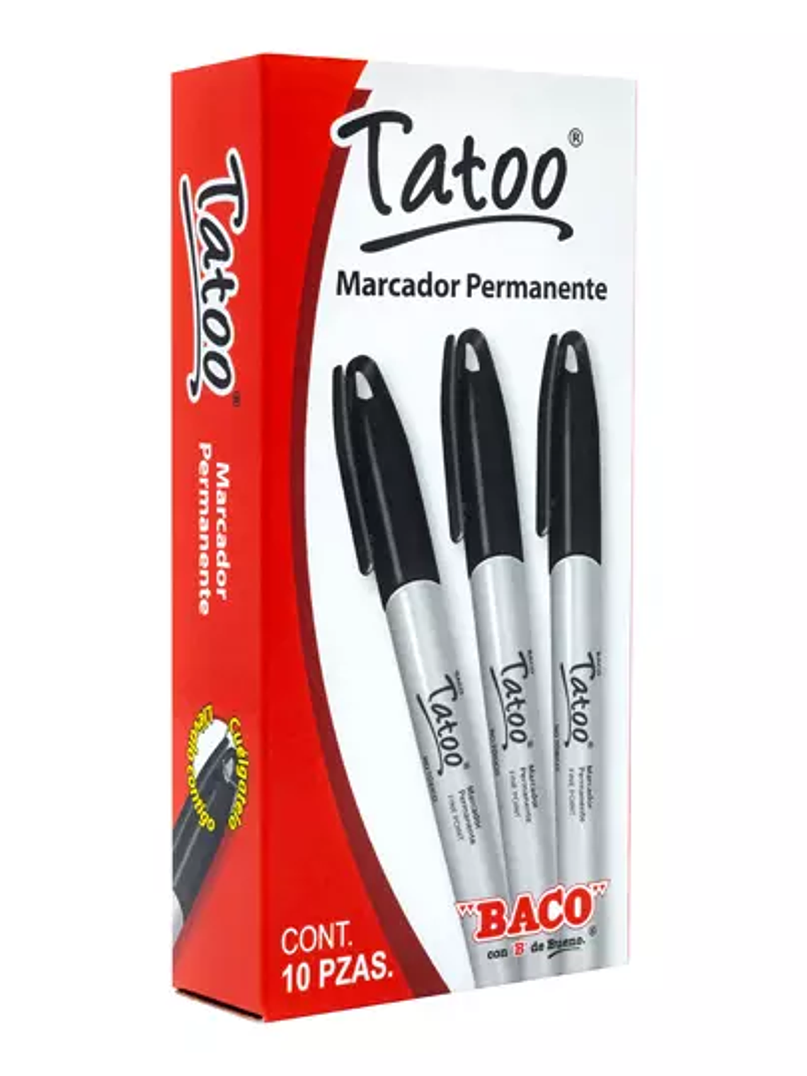 Marcador fino permanente Baco negro caja 1