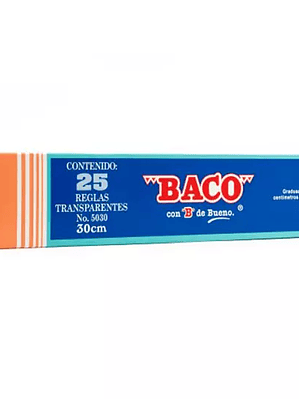 Regla de plástico Baco 30 cm, caja 25 pz