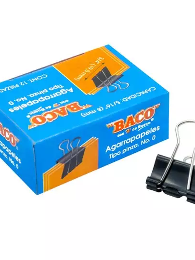 Sujeta documentos BACO 19mm c/12 pzs 1