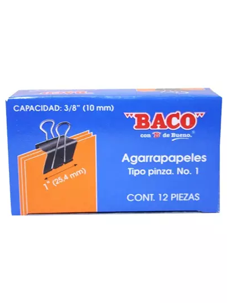 Sujeta documentos BACO 25.4mm c/12 pzs 1
