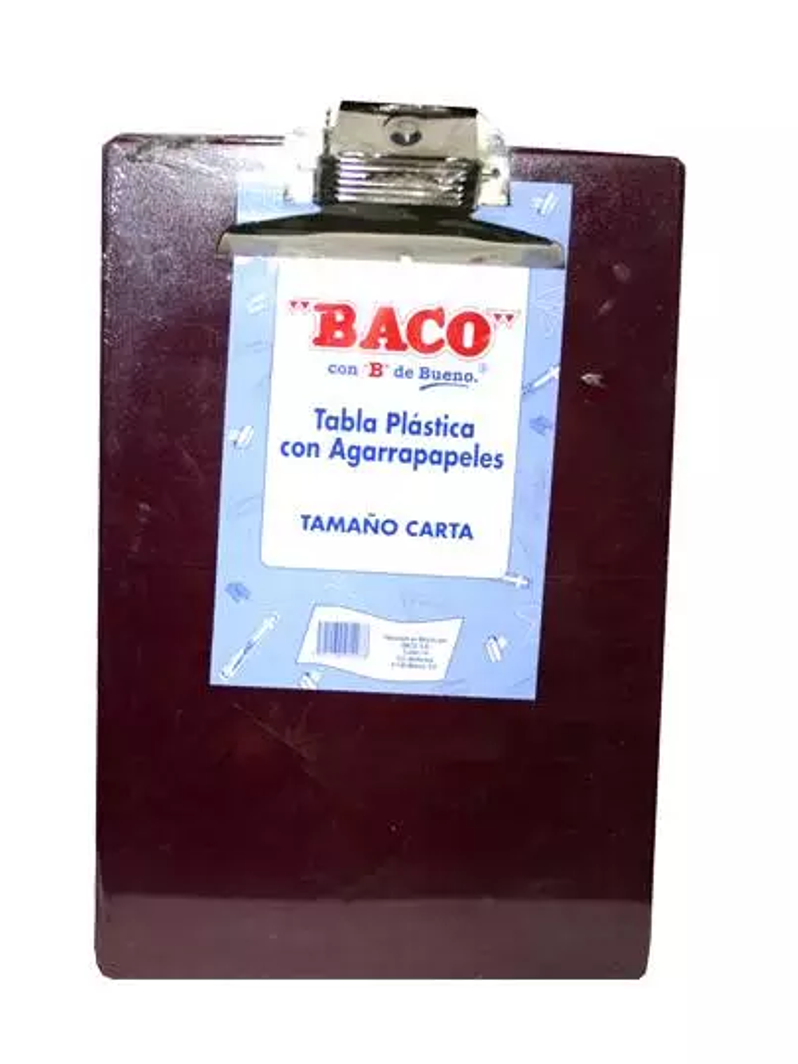 Tabla de plástico carta Baco con broche 1