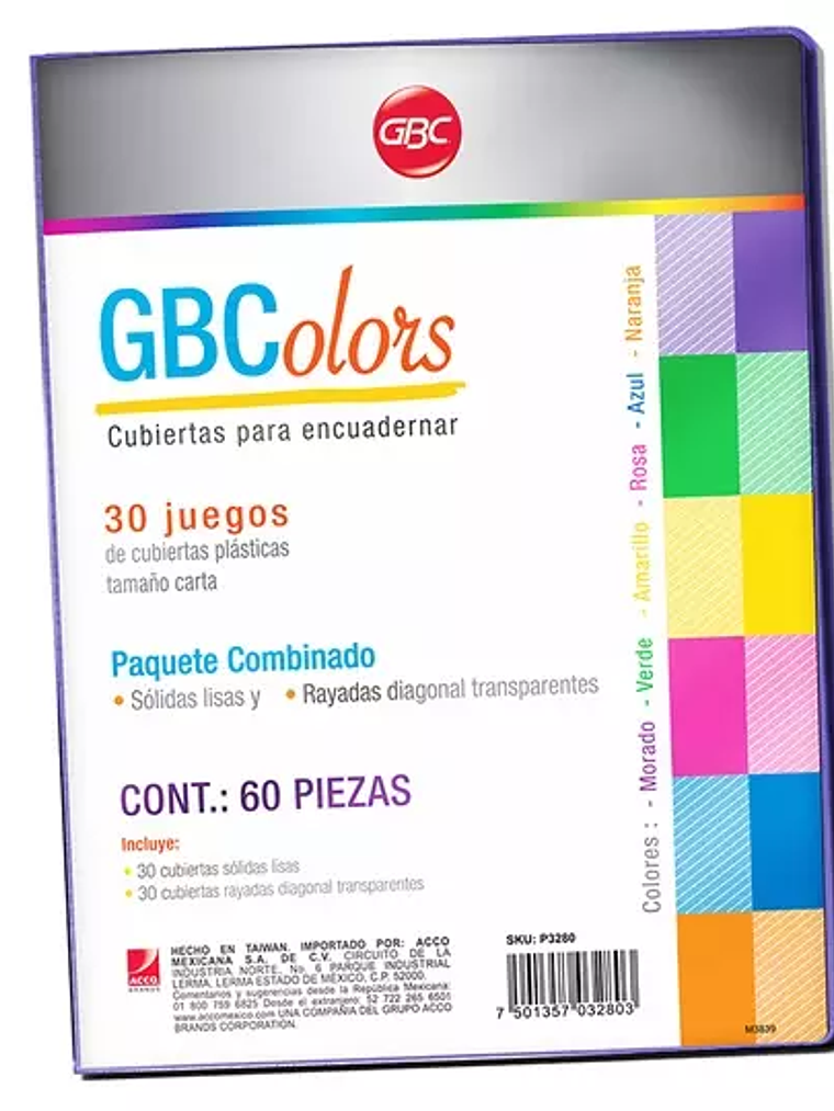 Cubierta tamaño carta olor mixto GBC col 1