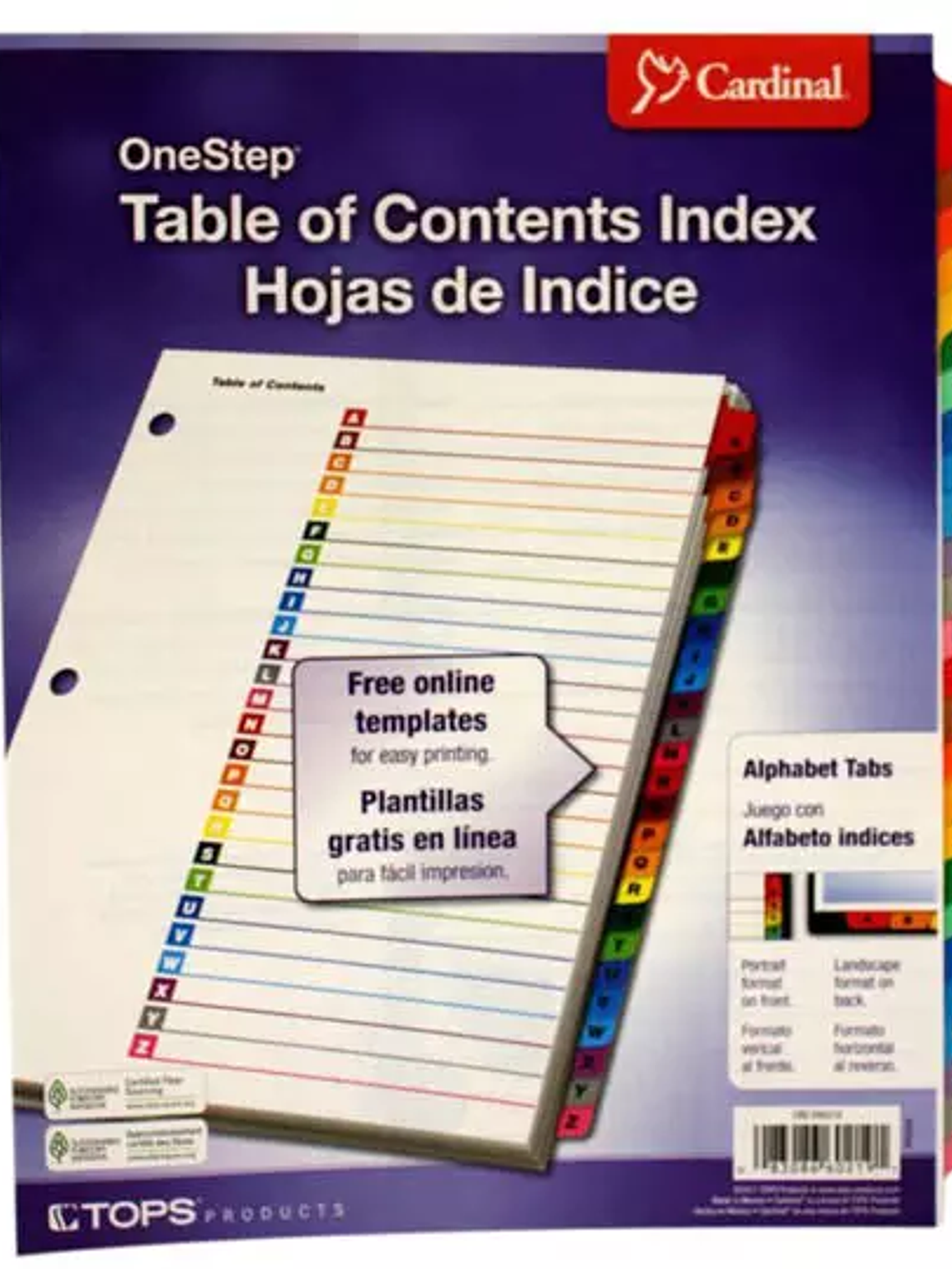 Separador alfabético con índice Cardinal 1