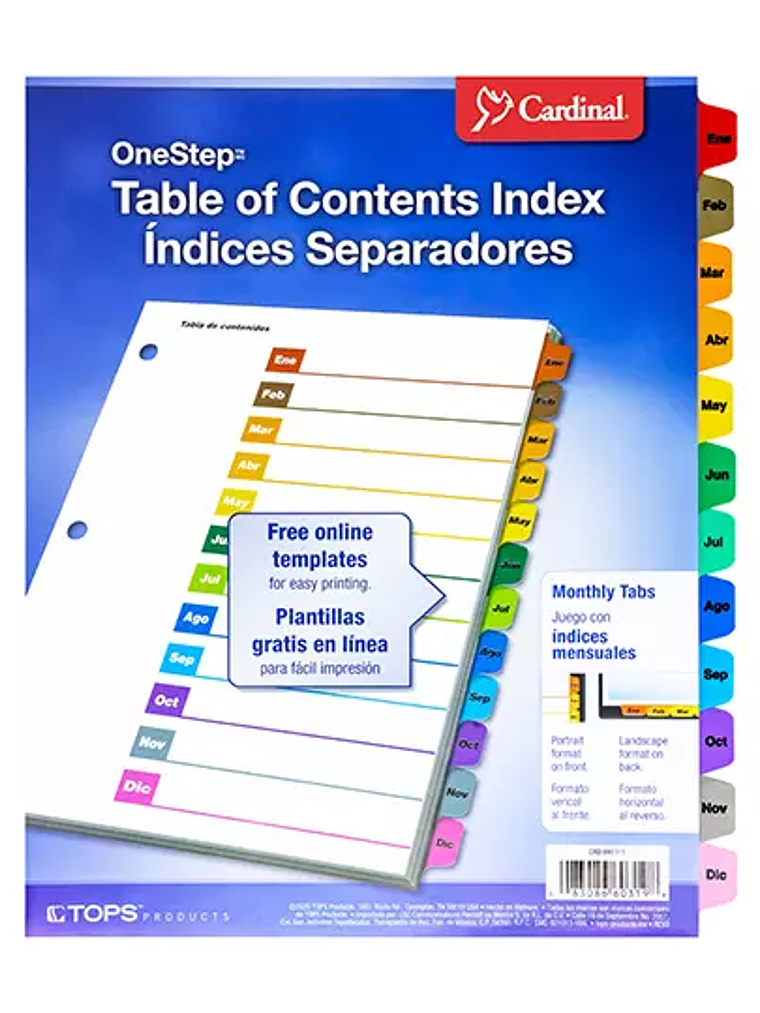 Separador mensual con índice Cardinal ca 1