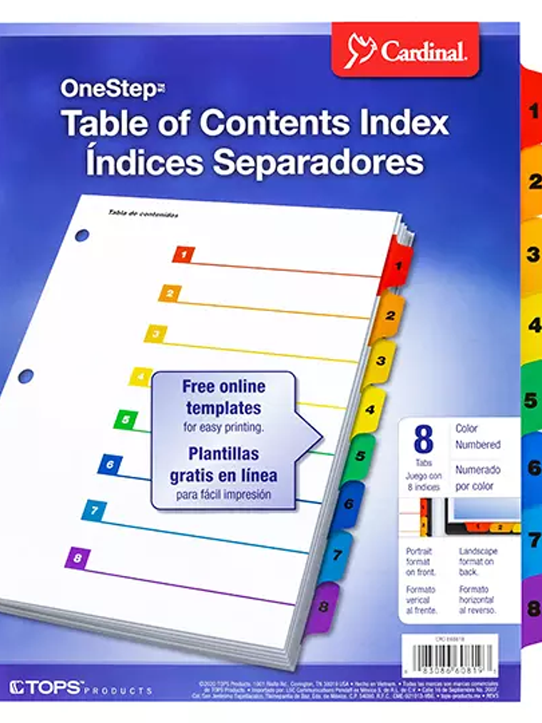 Separador numérico con índice Cardinal c 1