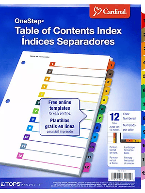 Separador numérico con índice Cardinal c