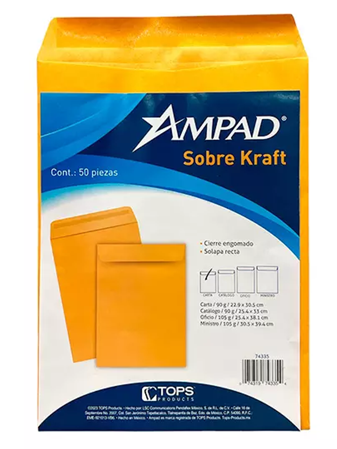 Sobre kraft engomado Ampad carta empaque 1