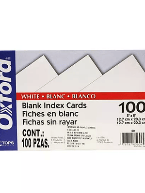 Tarjeta índice Oxford color blanco 12.7