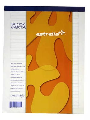Block tamaño carta Estrella raya 80 hoja