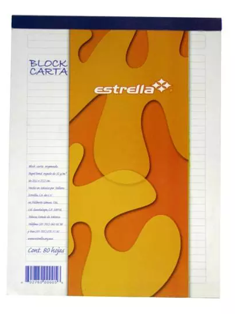 Block tamaño carta Estrella raya 80 hoja 1