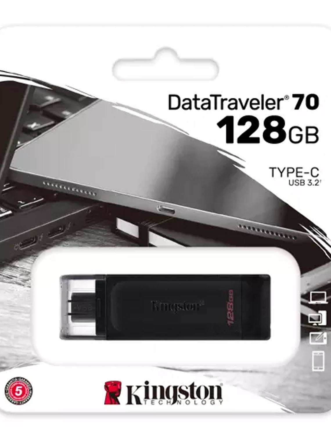 MEMORIA USB DT70, 128GB, NEGRO. 1
