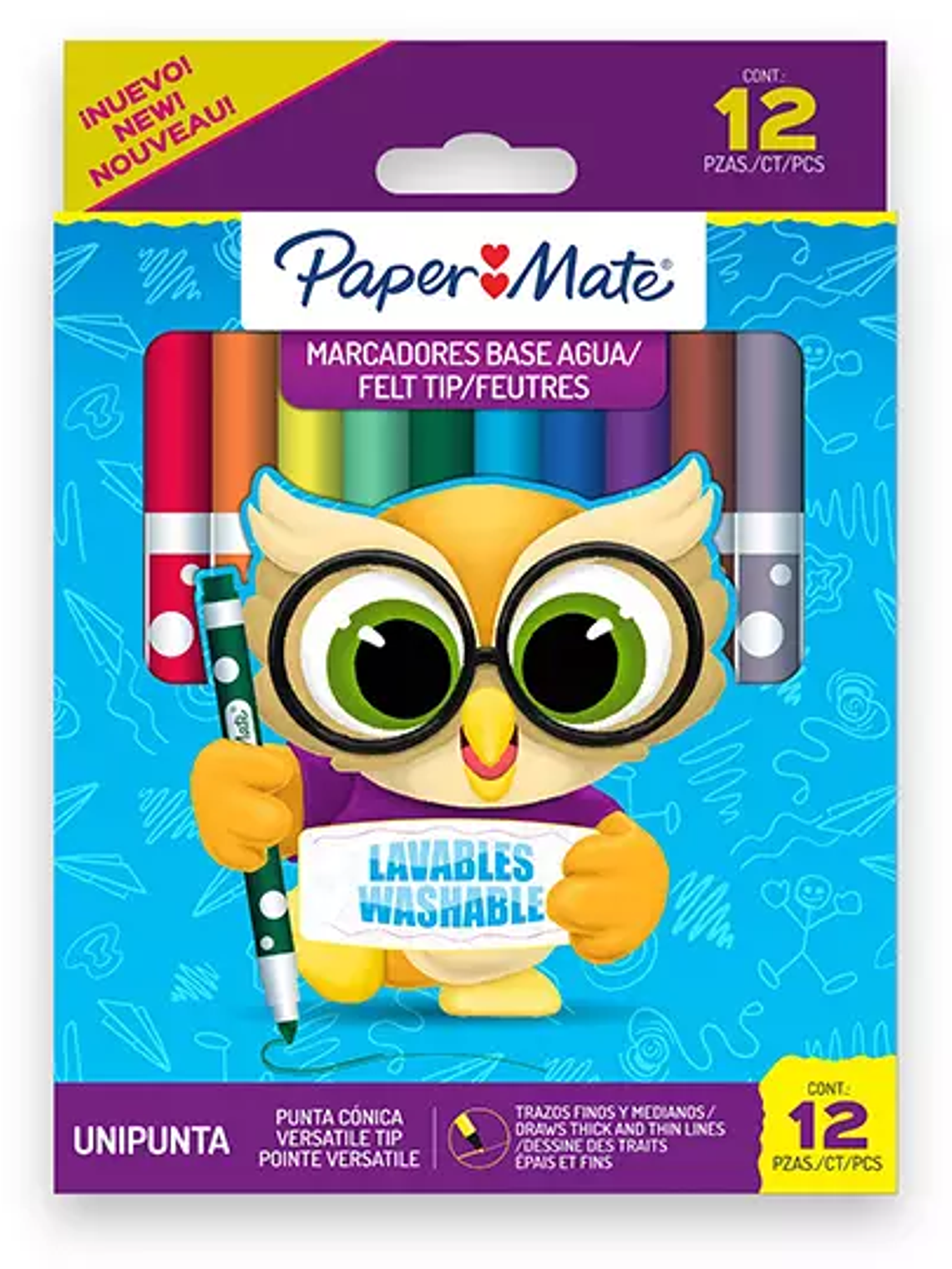 Marcadores lavables Paper Mate caja con 1