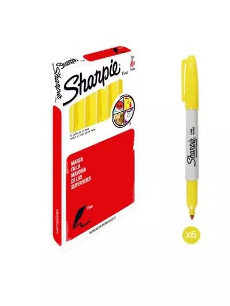 Marcador permanente Sharpie fino amarill 1