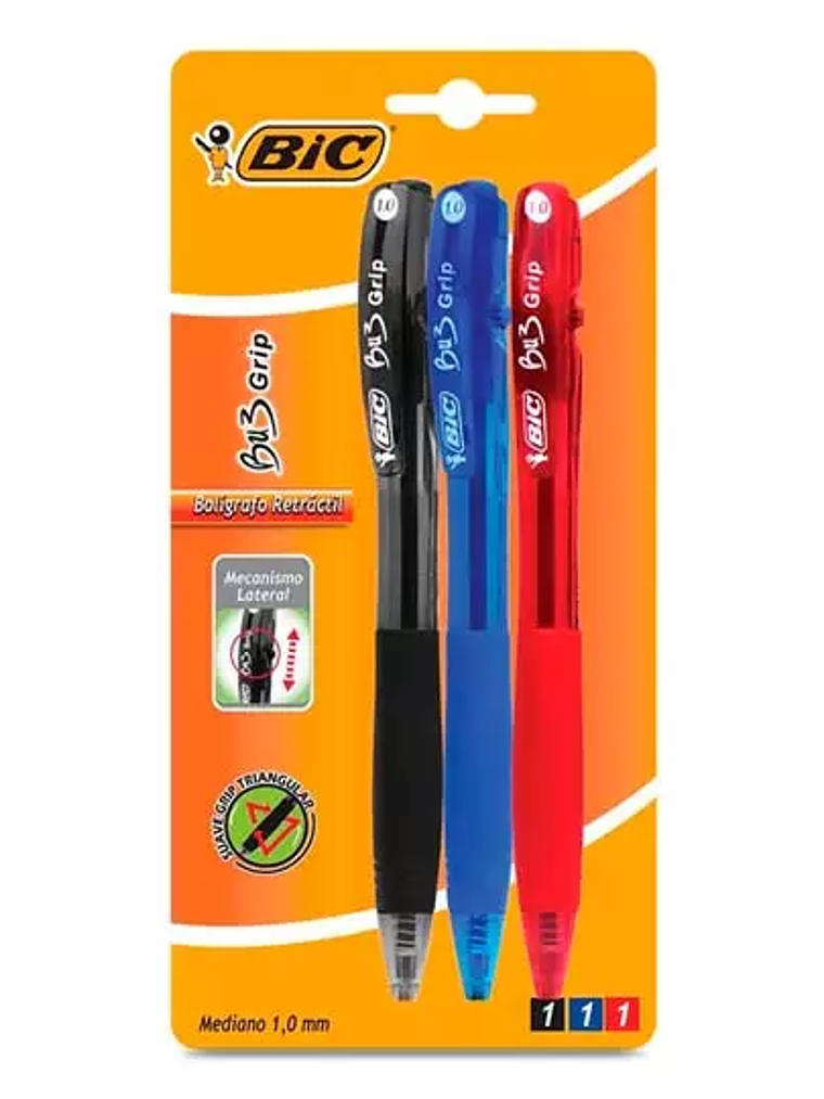 Bolígrafo BIC Bu3 grip punto mediano 1.0 1