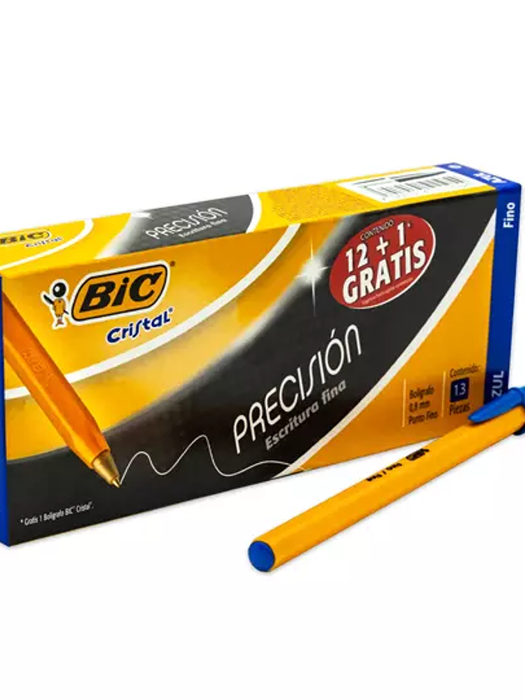 Bolígrafo BIC cristal azul punto fino 0. 1