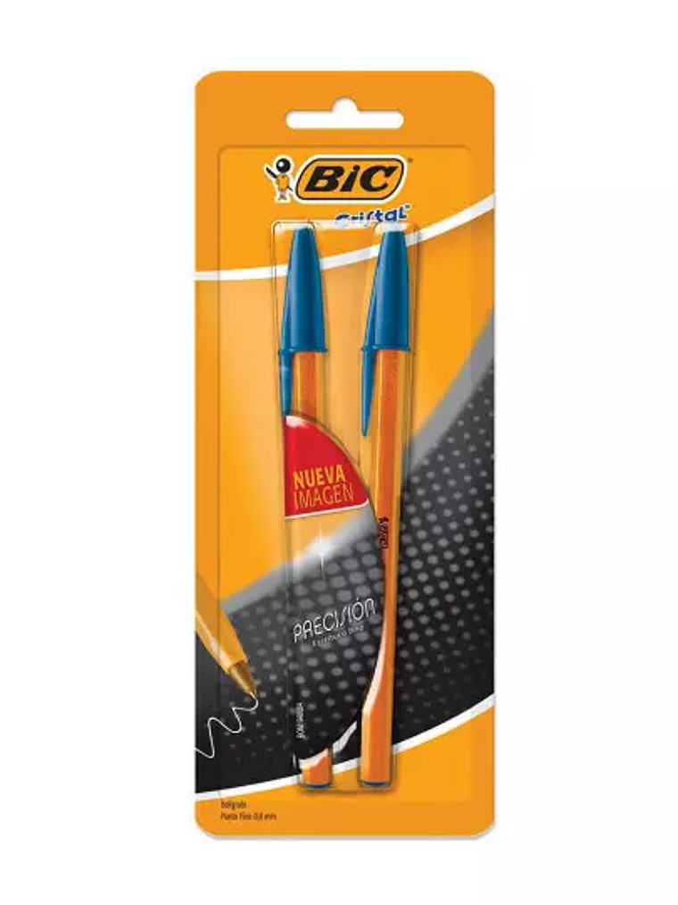 Bolígrafo BIC cristal azul punto fino 0. 1