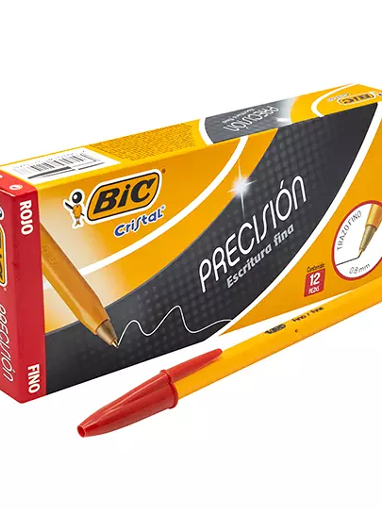 Bolígrafo BIC cristal rojo punto fino 0. 1